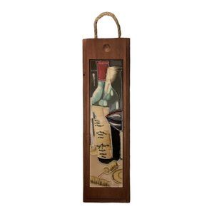 Wooden Wine Bottle Art Tile Box Storage Decorative Gift Kitchen 4x4x14 Read